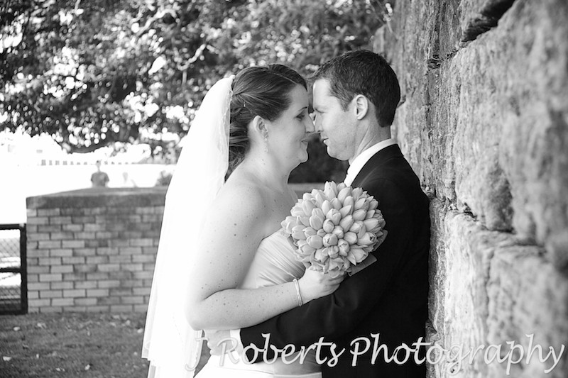 Bride and groom nose to nose - wedding photography sydney